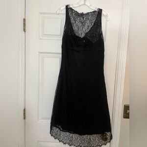Vintage Anthropologie Odille Elegant Black Lace Overlay dress